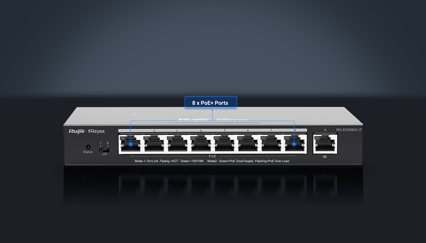 RG-ES210GS-P, 10-Port Gigabit Smart Cloud Managed PoE Switch