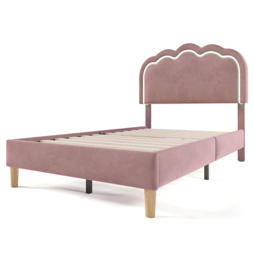 Gepolstertes Bett Aus Rosa Samt