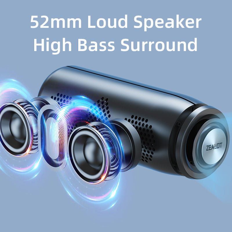 ZEALOT Portable Bluetooth Speakers Wireless Speaker S51 Samll Outdoor Speaker Waterproof IPX5, Stereo Pairing/USB/MIC/TF Card/AUX for iOS Andriod Gift-2