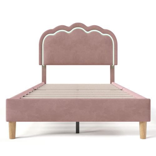 Gepolstertes Bett Aus Rosa Samt